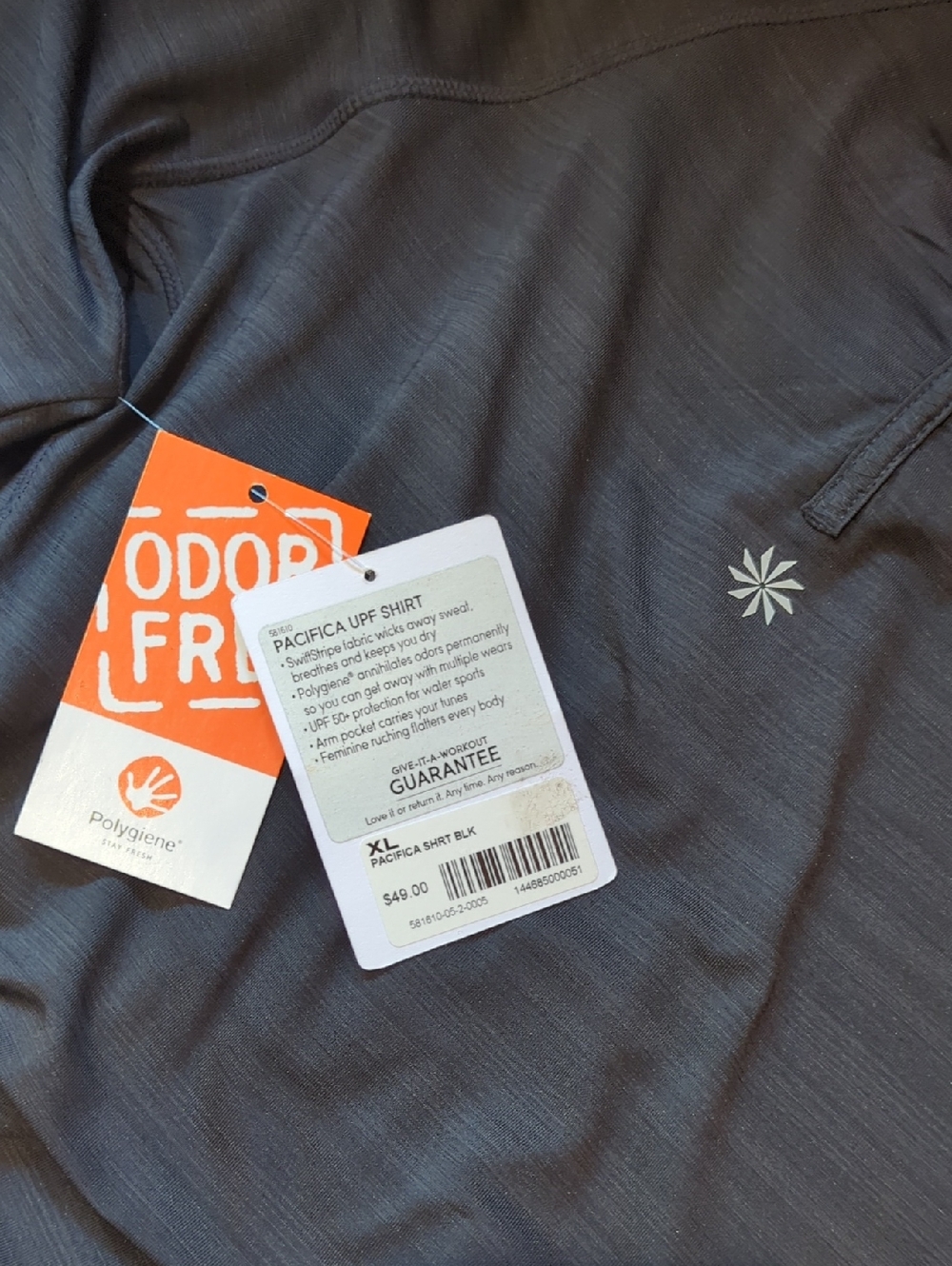 #171 NWT Athleta Pacifica UPF 50 Half Zip Shirt Black XL Running - Picture 5 of 5